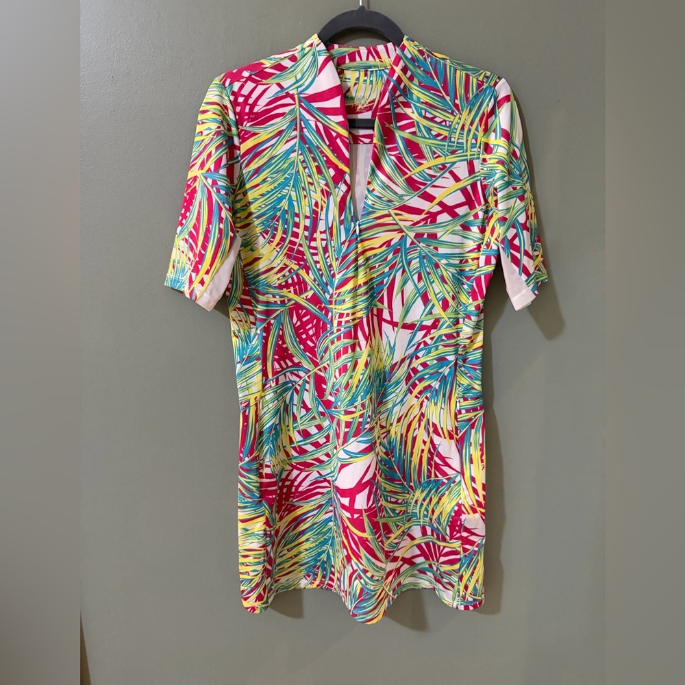 TAIL Palm Tree Tropical Print Golf Tennis Activewear Stretchy Dress Small